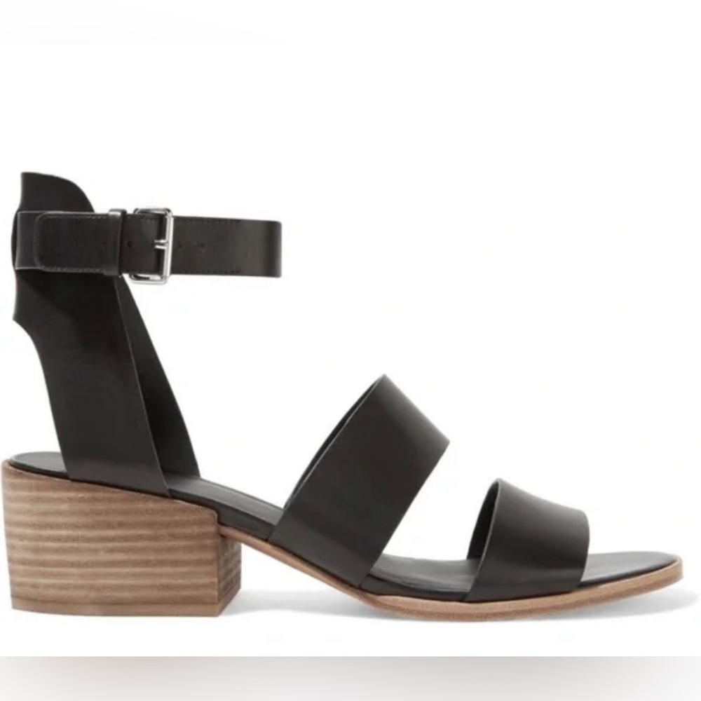 • VINCE • Women's Frida Leather Slingback Sandals Block Heel Black Sz 9